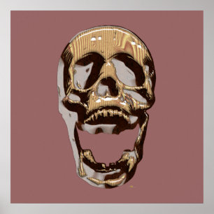 Póster Calavera de madera