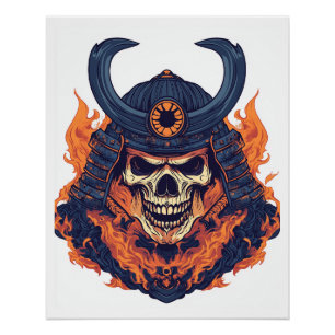 Póster Calavera de Oni Samurái