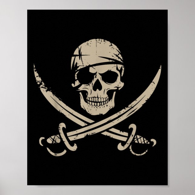 Póster Calavera de pirata y huesos cruzados Esqueleto Hal (Frente)