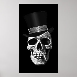 Póster Calavera de sombrero superior