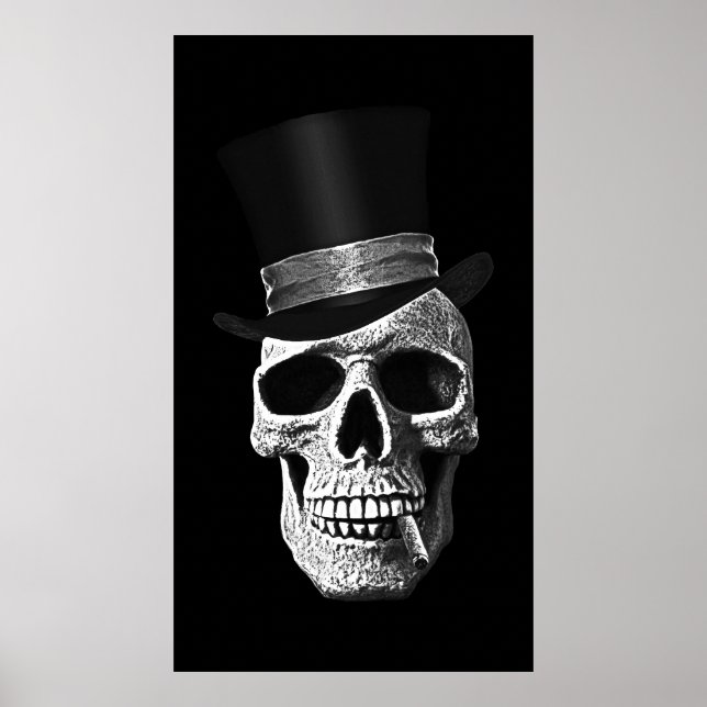 Póster Calavera de sombrero superior (Frente)