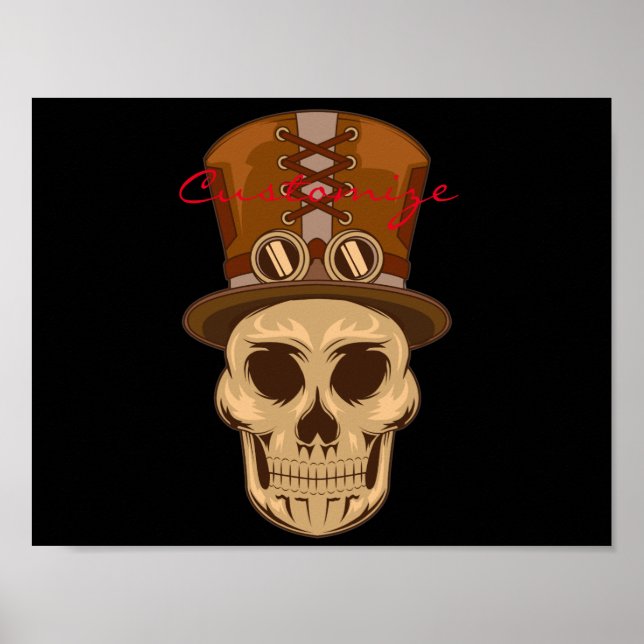 Póster Calavera de Steampunk en Top Hat Thunder_Cove (Frente)