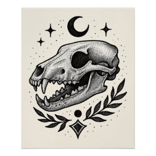 Póster Calavera de tilacino - Diseño inspirado en el tatu