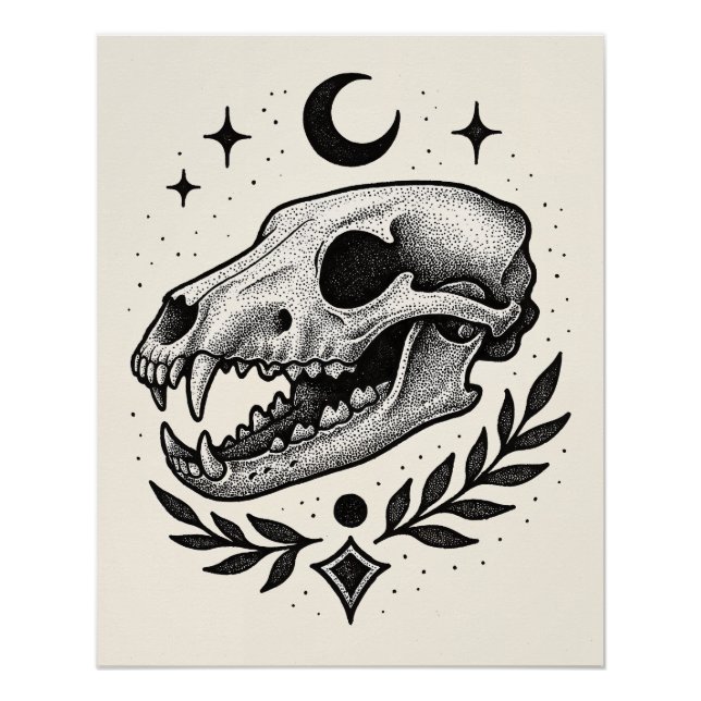 Póster Calavera de tilacino - Diseño inspirado en el tatu (Anverso)