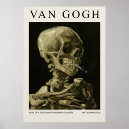 Póster Calavera de un esqueleto con cigarrillo encendido