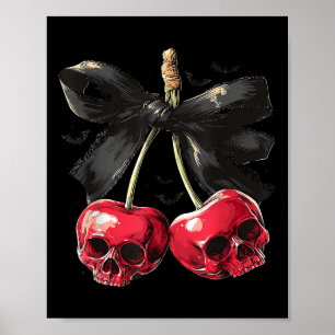 Póster Calavera de verano espeluznante lazo coquette de c