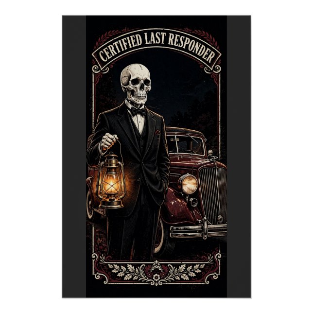 Póster Calavera del último respondedor: Servicio funerari (Anverso)