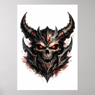 Póster Calavera Demoniaca con Cuernos