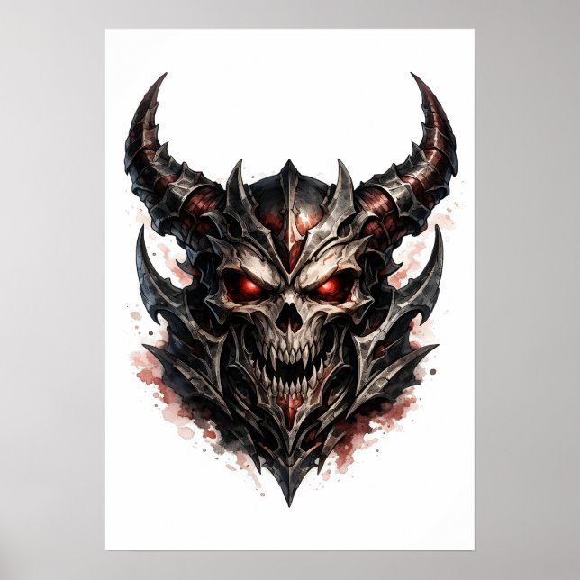 Póster Calavera Demoniaca con Cuernos (Frente)