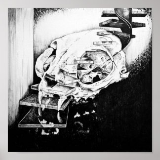 Póster Calavera Descendiendo Escalera