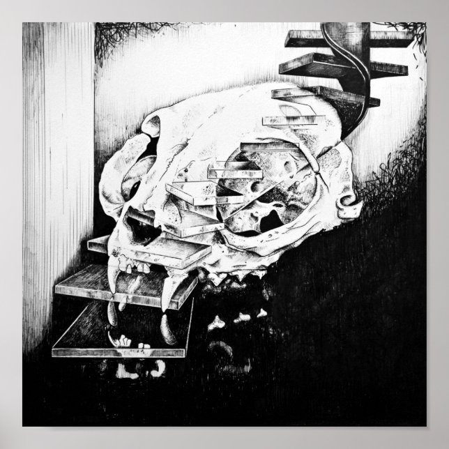 Póster Calavera Descendiendo Escalera (Frente)