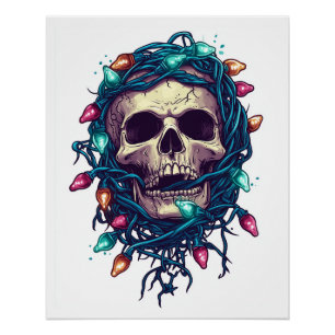 Póster Calavera enmarañada de Skullmas - divertido esquel