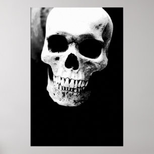 Póster Calavera Fantasía Metal Rock Negro Blanco