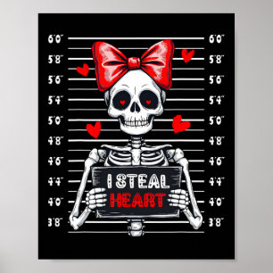 Póster Calavera Foto policial Roba corazones San Valentín