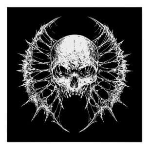Póster Calavera gótica con alas palmeadas
