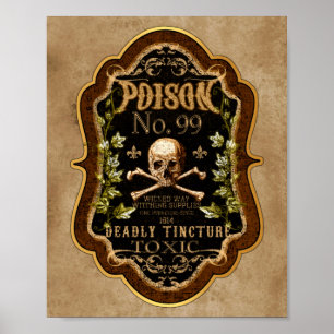 Póster Calavera gótica de Halloween y Poción de bruja de