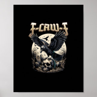 Póster Calavera Gótica F Graznido F Humor de Cuervo Gráfi