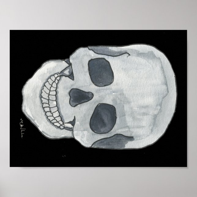 Póster Calavera gris de 11" x 8,5" (Frente)