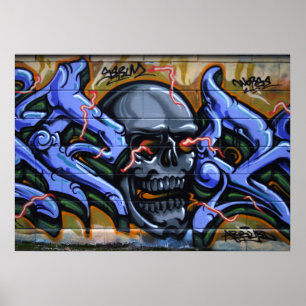 Póster Calavera lúgubre con ojos quemados