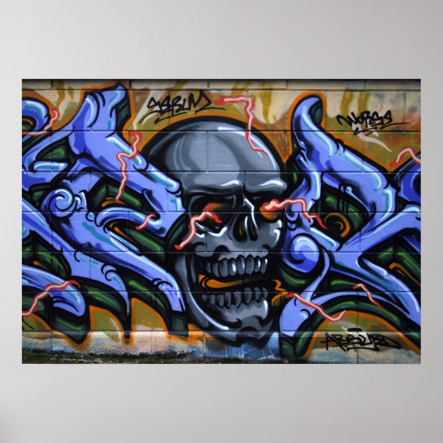 Póster Calavera lúgubre con ojos quemados (Frente)