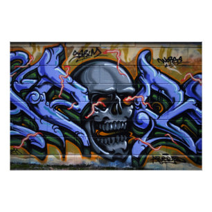 Póster Calavera lúgubre con ojos quemados