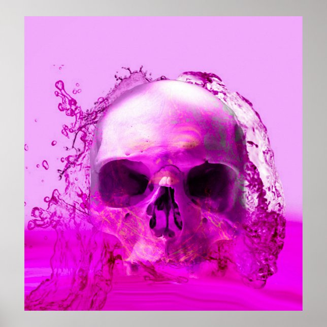 Póster Calavera morada en el agua (Frente)