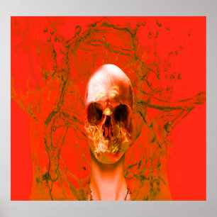 Póster Calavera naranja en el agua