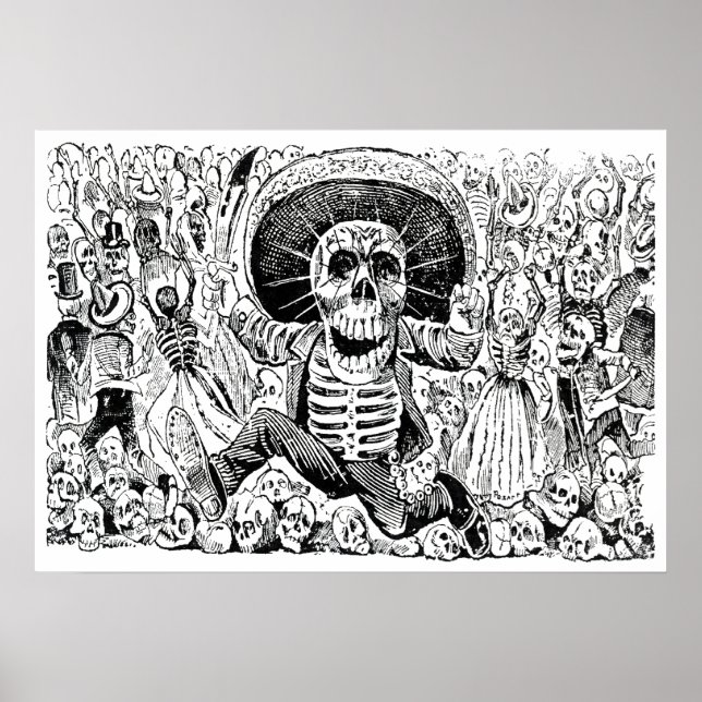 Póster Calavera Oaxaqueña por José Guadalupe Posada 1903 (Frente)
