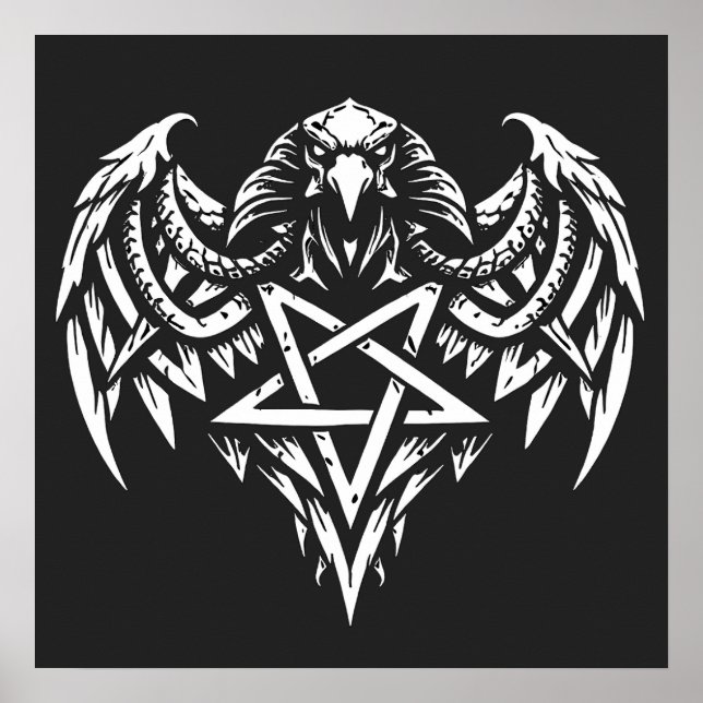 Póster Calavera Pentagrama Tribal de BurnsInhell (Frente)