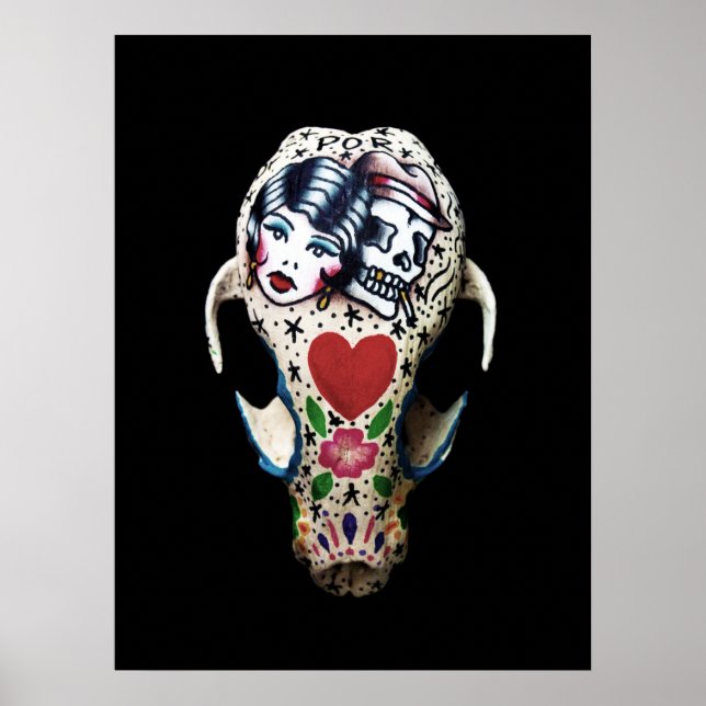 Póster Calavera pintada de roca (Frente)