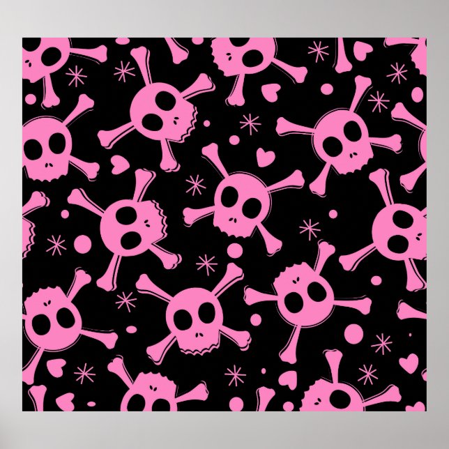 Póster Calavera pirata: Patrón de corazones brutales (Frente)