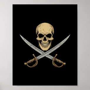 Póster Calavera Pirata Vintage Crucero Del Caribe Hallowe