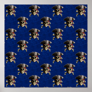 Póster Calavera pirata y Gorra