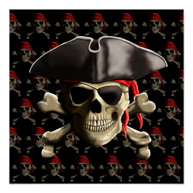 Póster Calavera pirata y Gorra (Anverso)