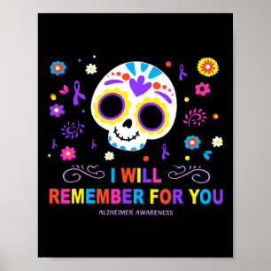 Póster Calavera Recordaré Por Ti Alzheimerheimer Awar