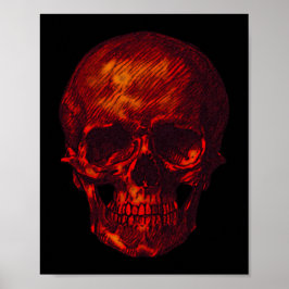 Póster Calavera roja gótica