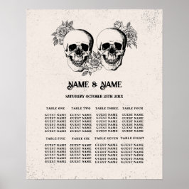 Póster Calavera Rosa Roja 8 Mesa Plan Boda Asiento Poster