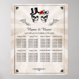 Póster Calavera Rosa Roja 8 Mesa Plan Boda Asiento Poster
