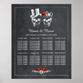 Póster Calavera Rosa Roja 8 Mesa Plan Boda Asiento Poster