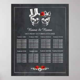 Póster Calavera Rosa Roja 8 Mesa Plan Boda Asiento Poster