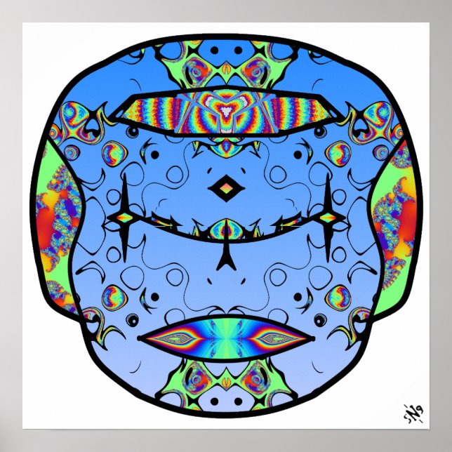 Póster Calavera tatuada colorida v0 (Frente)