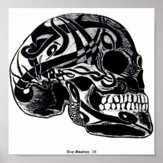 Póster Calavera tribal (tatuajes)