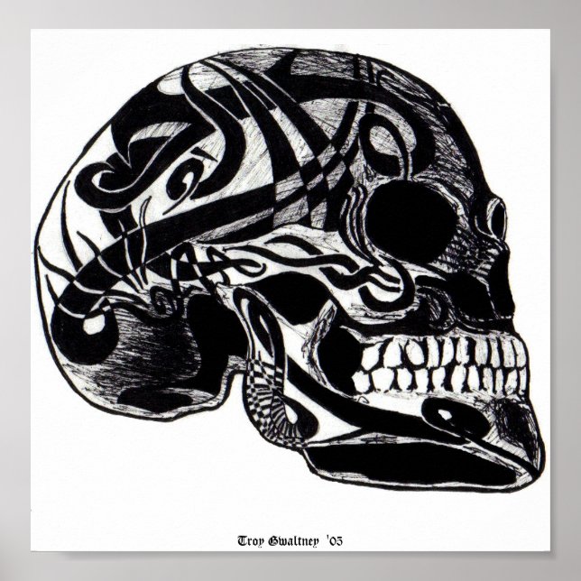 Póster Calavera tribal (tatuajes) (Frente)