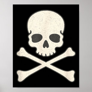 Póster Calavera vintage y huesos cruzados pirata hallowee