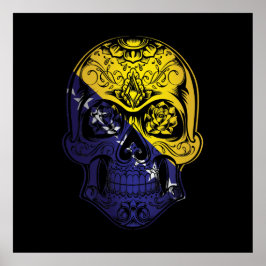 Póster Calavera y bandera de los Rosas de Bosnia y Herzeg