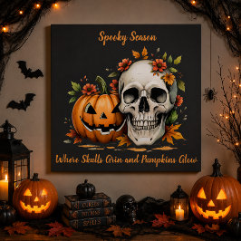 Póster Calavera y calabaza personalizadas de la temporada