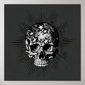 Póster Calavera y estrellas III
