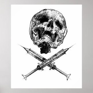 Póster Calavera y jeringas