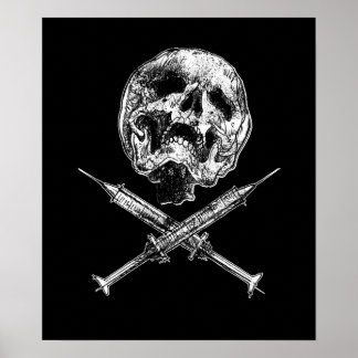 Póster Calavera y jeringas
