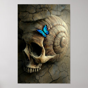 Póster Calavera y mariposa